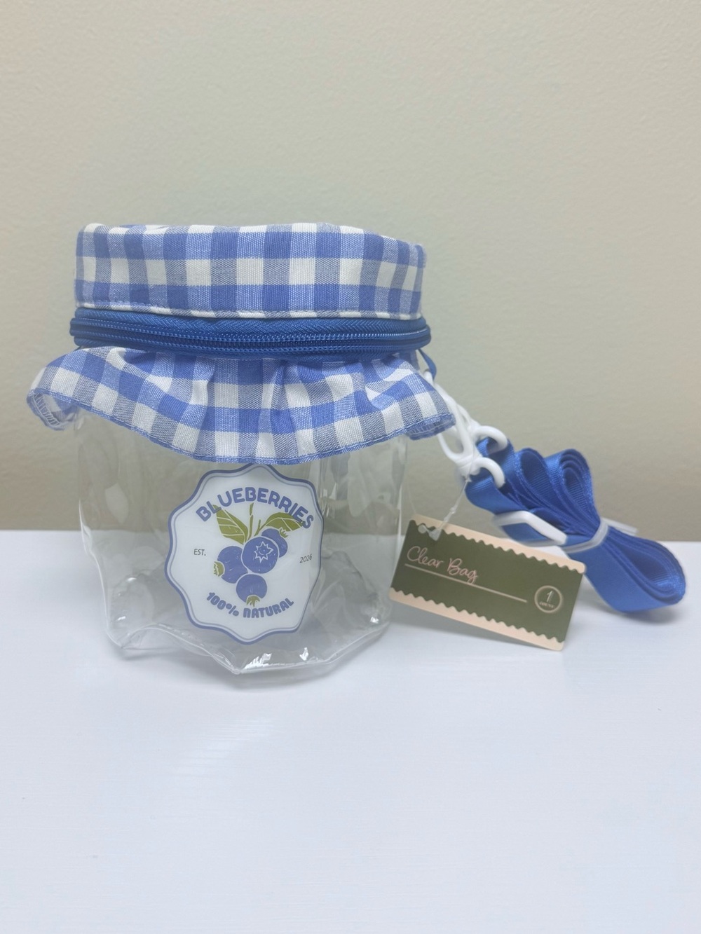 Blue Gingham “Blueberries” Clear Zipper Bag Target Bullseye Playground 2026